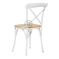 PREMIUM WHITE CROSS BACK METAL DINING CHAIR WITH WOODEN SEAT