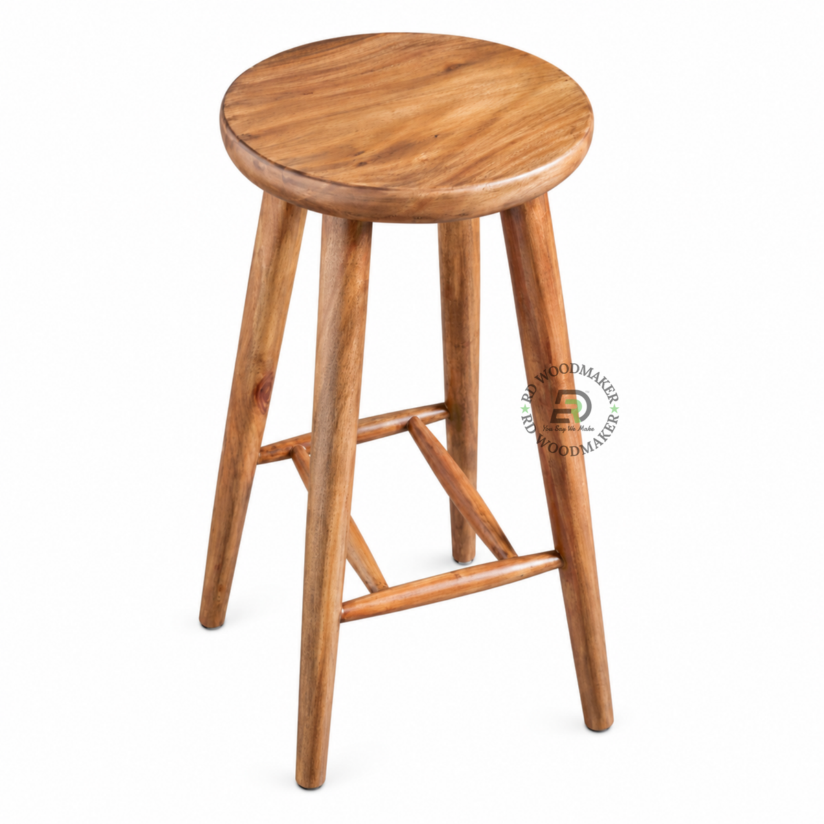 ARLO ROUND SOLID WOOD BAR STOOL