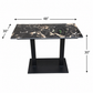 BLACK MARBLE-TOP DINING TABLE WITH DOUBLE COLUMN PLATFORM BASE
