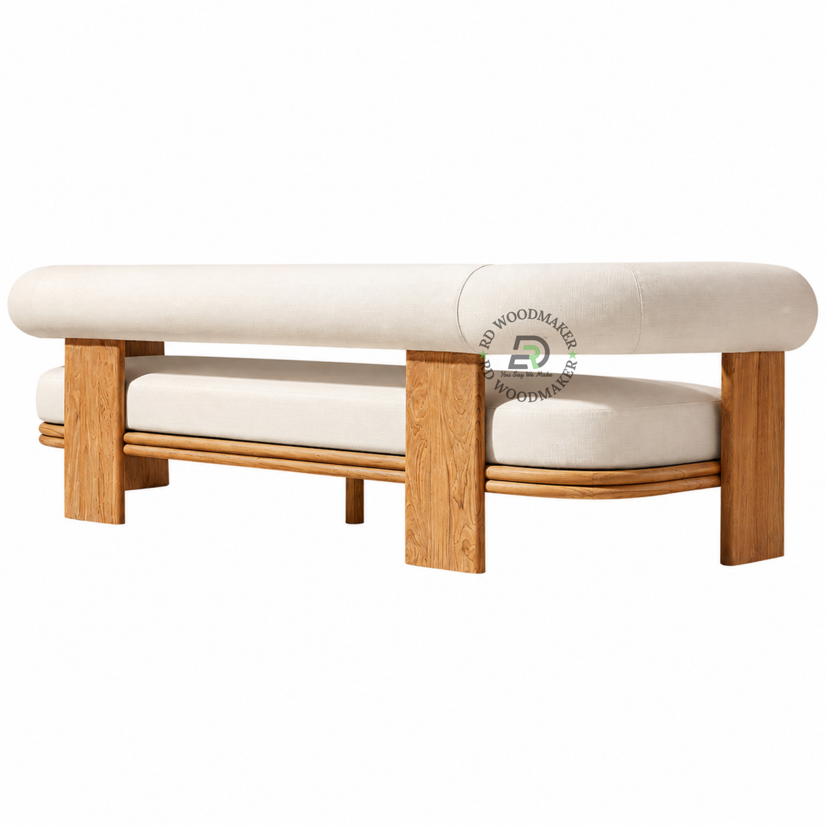 LUNO BOUCLÉ UPHOLSTERED SOLID WOOD LOUNGE BENCH