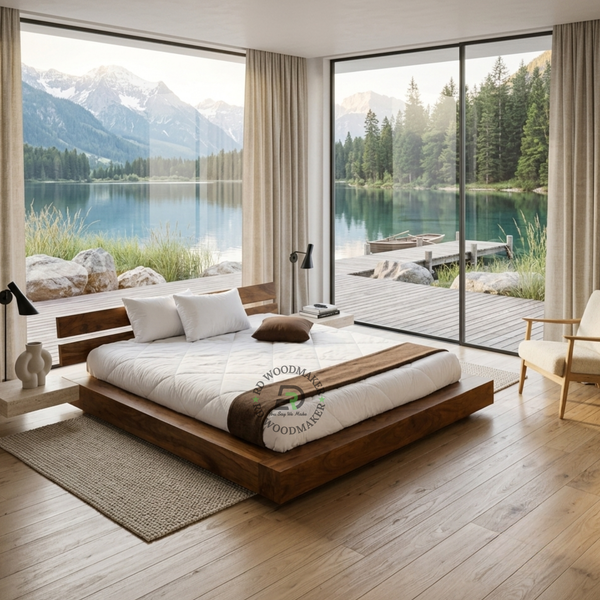 MODERN LOW PLATFORM SOLID WOOD BED
