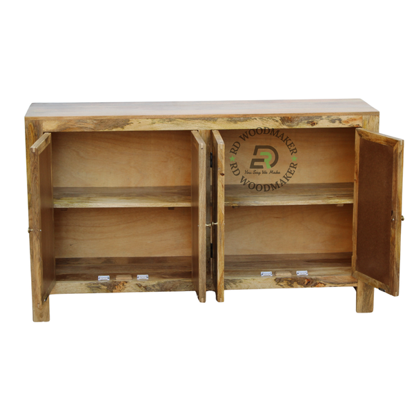 NATURAL GEOMETRIC WOODEN FOUR-DOOR SIDEBOARD