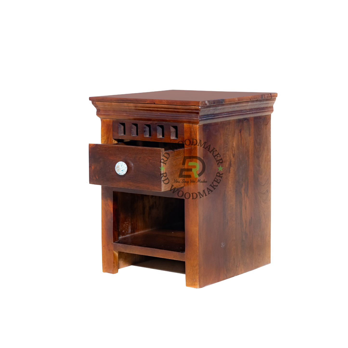 CLASSIC SOLID WOOD OPEN SHELF BEDSIDE TABLE