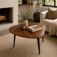 FREEFORM CURVED WOODEN DINING TABLE WITH TAPERED BLACK METAL LEGS