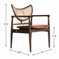 PREMIUM SOLID WOOD ARMCHAIR WITH CURVED CANE BACK & BROWN CUSHION