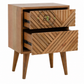 MODERN HERRINGBONE SOLID WOOD 2 DRAWER BEDSIDE TABLE
