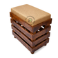 PREMIUM SOLID WOOD SLATTED CUSHION STOOL / OTTOMAN WITH UPHOLSTERED SEAT