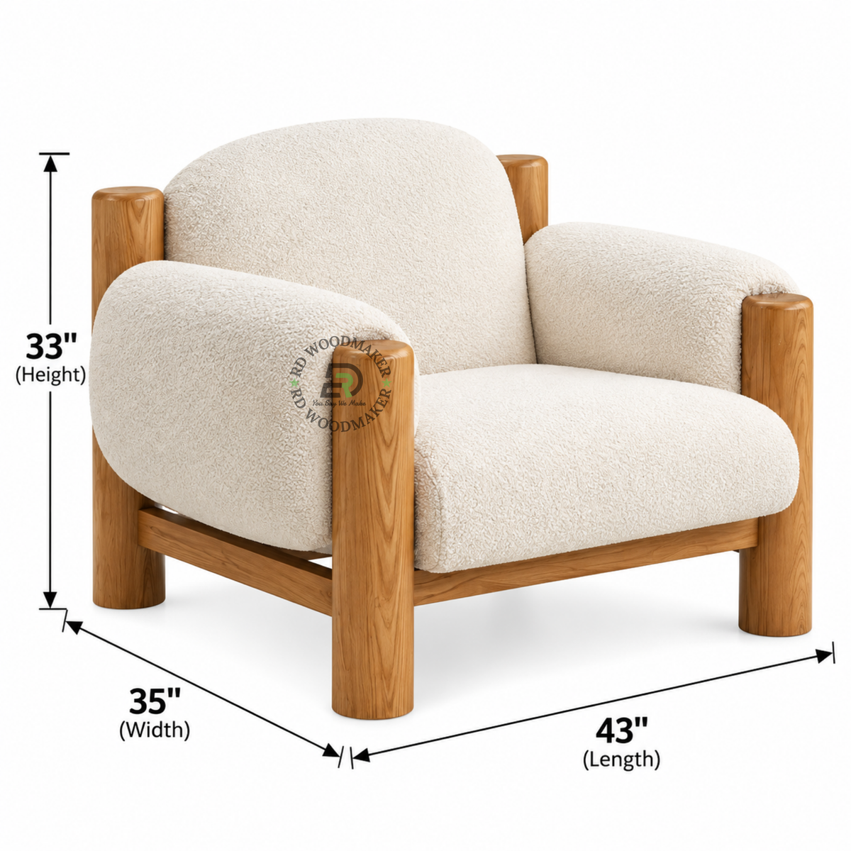 ELVIN BOUCLÉ SOLID WOOD SINGLE SOFA CHAIR