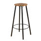 PREMIUM BACKLESS WOODEN BAR STOOL WITH BLACK METAL FRAME