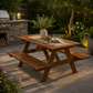 SOLID WOOD OUTDOOR PICNIC TABLE WITH INTEGRATED BENCHES