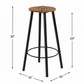 PREMIUM BACKLESS WOODEN BAR STOOL WITH BLACK METAL FRAME