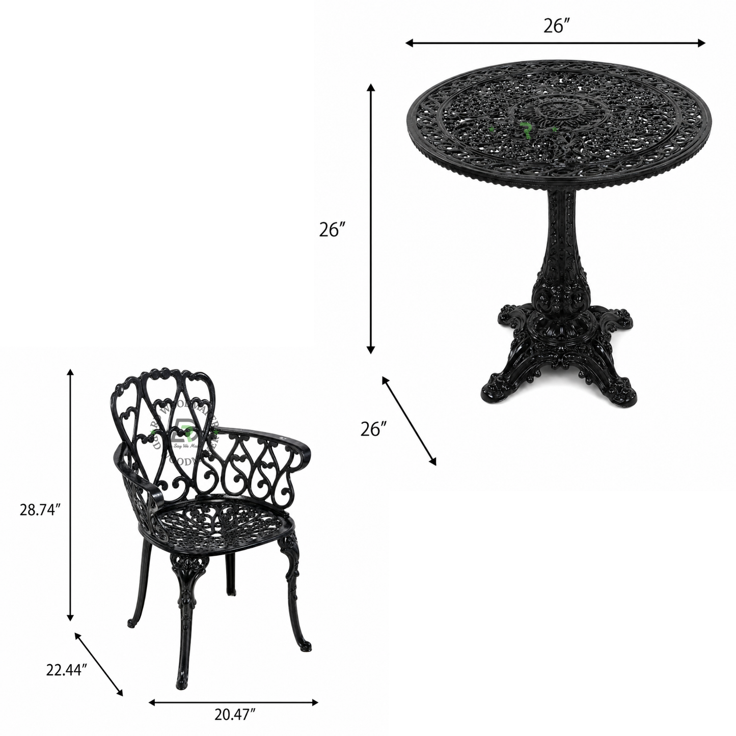 NOIR VICTORIAN METAL BISTRO SET