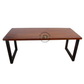 LARGE RECTANGULAR WOODEN DINING TABLE WITH BLACK U-FRAME METAL LEGS