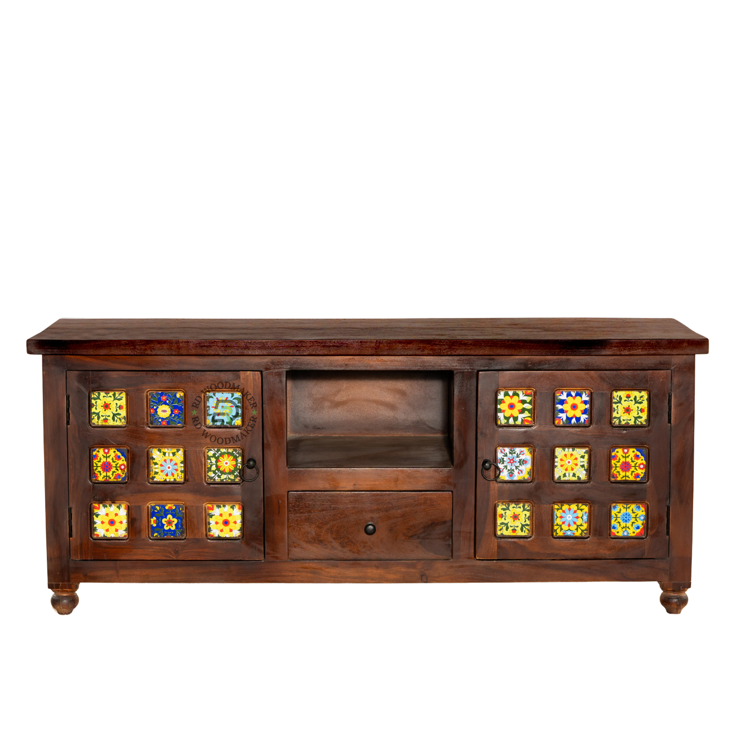HANDCRAFTED CERAMIC TILE SOLID WOOD SIDEBOARD