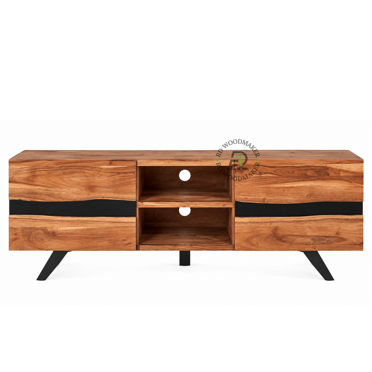 VAREN SOLID WOOD & BLACK ACCENT TV UNIT