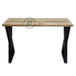INDUSTRIAL RECTANGULAR WOODEN DINING TABLE WITH DOUBLE X METAL LEGS
