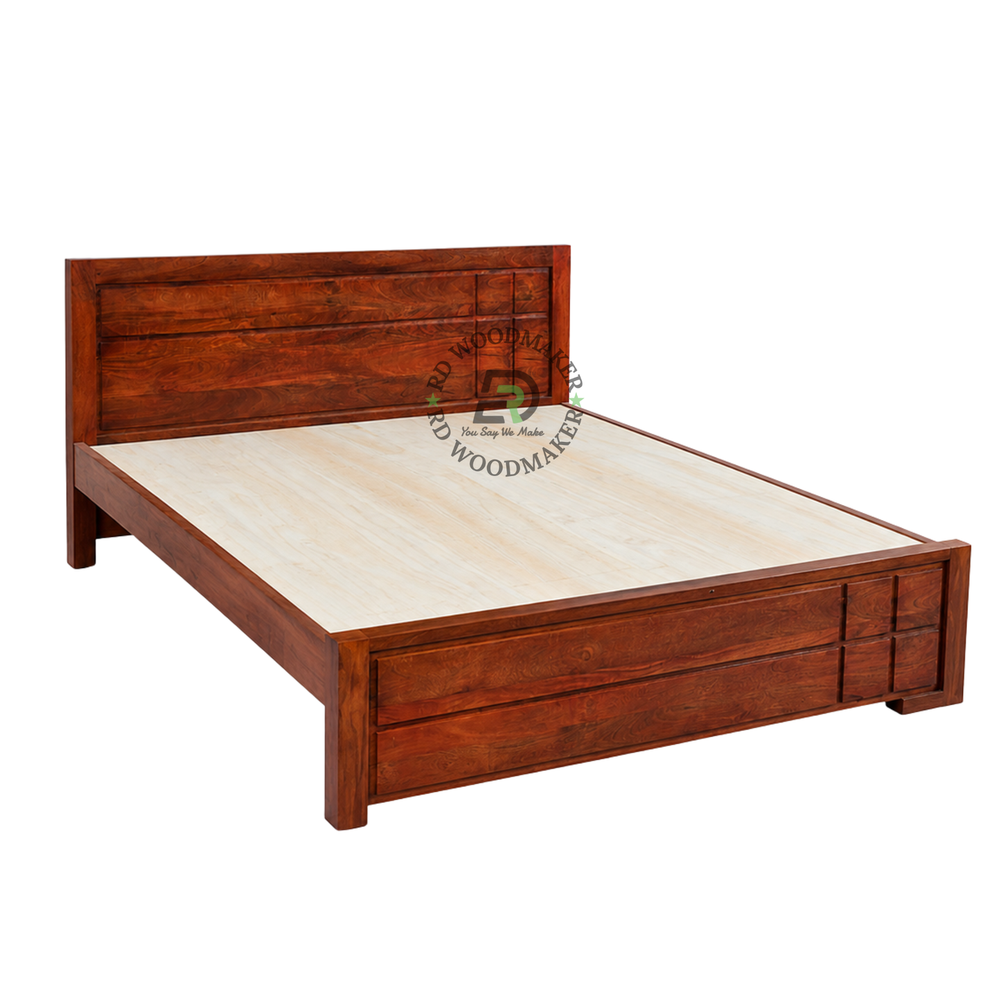 PREMIUM GEOMETRIC PANEL WOODEN QUEEN SIZE BED