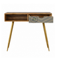 MODERN SOLID WOOD CONSOLE TABLE WITH GREY CHEVRON DRAWER
