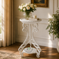 ORNATE WHITE METAL PEDESTAL PLANT & DISPLAY STAND