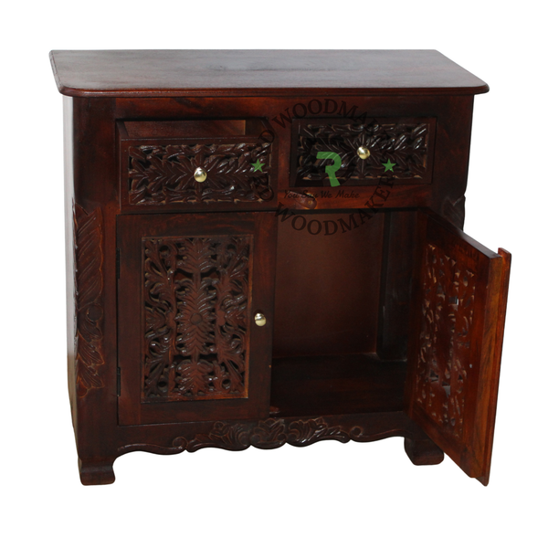 HANDCARVED FLORAL WOODEN STORAGE CABINET