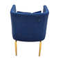 BLUE VELVET METAL LEG ACCENT CHAIR