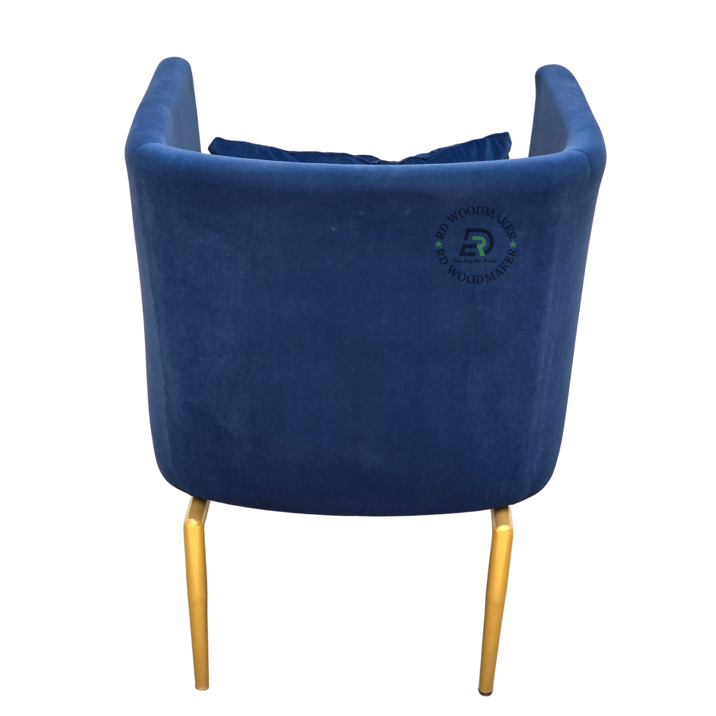 BLUE VELVET METAL LEG ACCENT CHAIR
