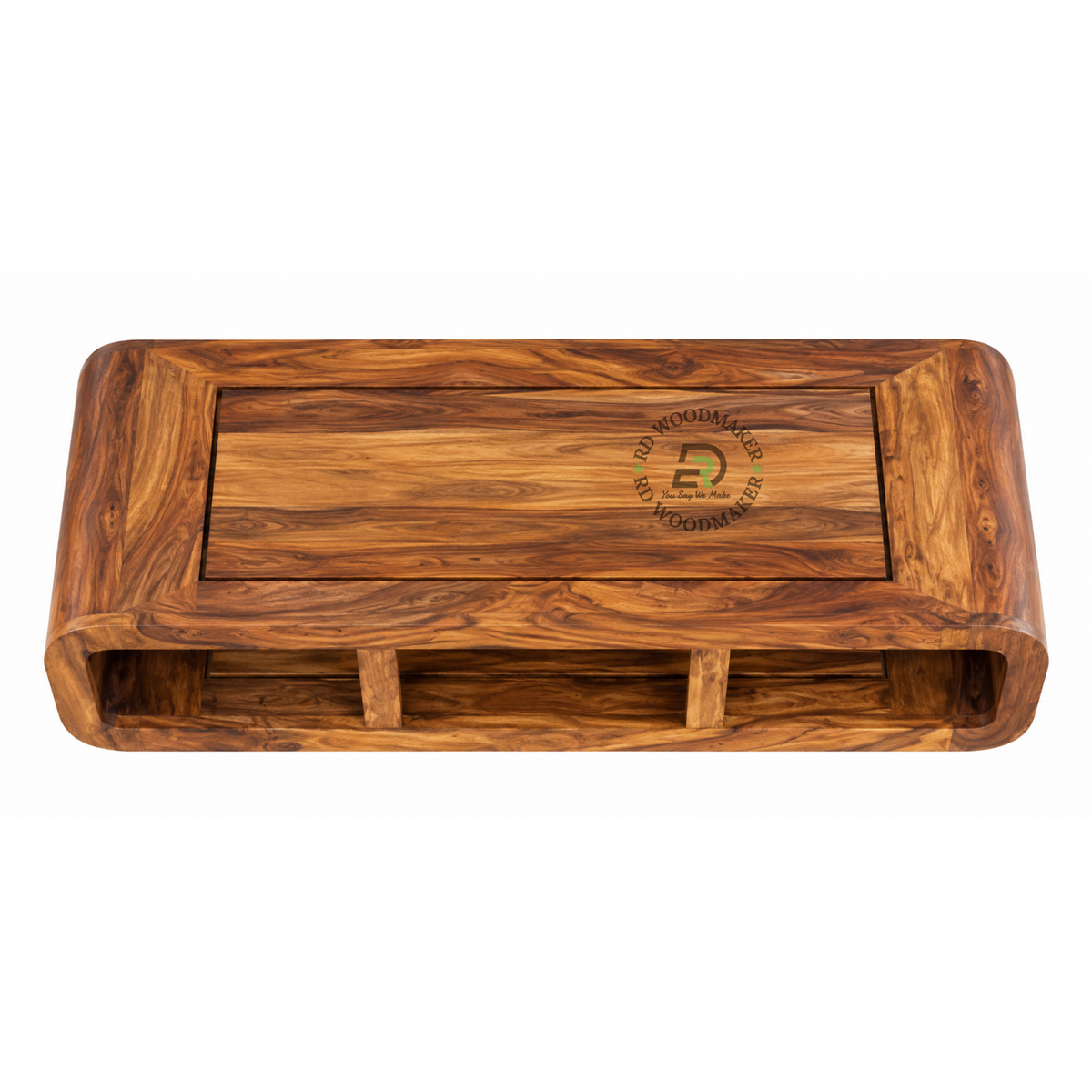 LORCAN ROUNDED OPEN-SHELF SOLID WOOD TV UNIT