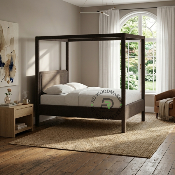 MODERN UPHOLSTERED CANOPY BED