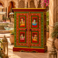 ROYAL RAJWADI HAND-PAINTED SOLID WOOD 2 DOOR CABINET