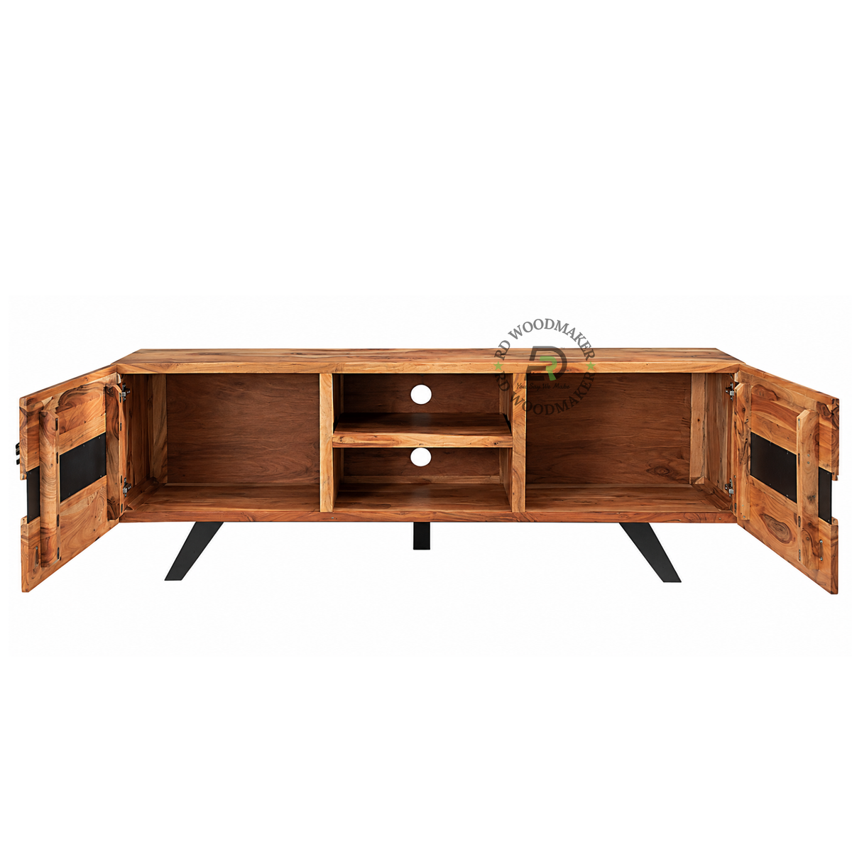 VAREN SOLID WOOD & BLACK ACCENT TV UNIT