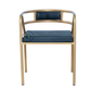 PREMIUM GOLD METAL ARMCHAIR WITH BLACK UPHOLSTERED SEAT