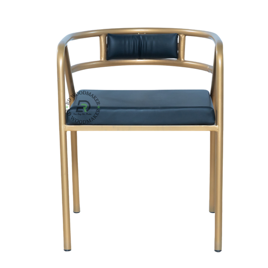 PREMIUM GOLD METAL ARMCHAIR WITH BLACK UPHOLSTERED SEAT