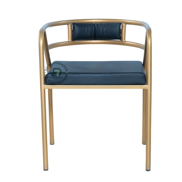 PREMIUM GOLD METAL ARMCHAIR WITH BLACK UPHOLSTERED SEAT