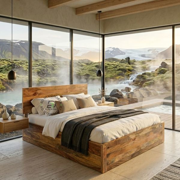 MINIMALIST SOLID WOOD PLATFORM BED