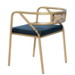 PREMIUM GOLD METAL ARMCHAIR WITH BLACK UPHOLSTERED SEAT