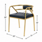 PREMIUM GOLD METAL ARMCHAIR WITH BLACK UPHOLSTERED SEAT