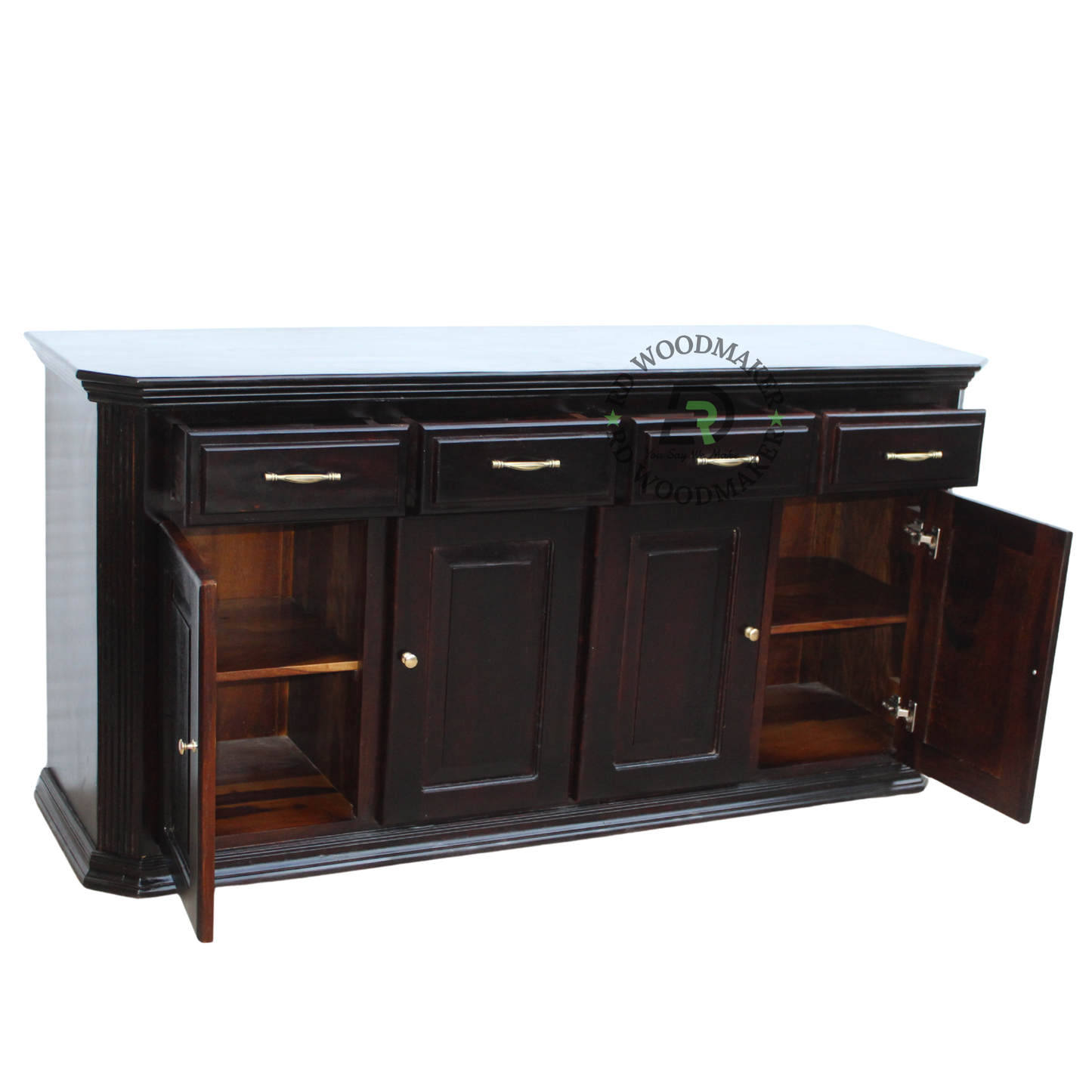 CLASSIC DARK BROWN WOODEN FOUR-DOOR SIDEBOARD