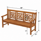 VAREN LATTICE BACK SOLID WOOD BENCH WITH ARMRESTS