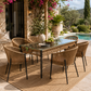 RATTAN GLASS DINING TABLE & CHAIR SET