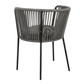 PREMIUM GREY ROPE WOVEN ARMCHAIR WITH ROUND CUSHIONED SEAT