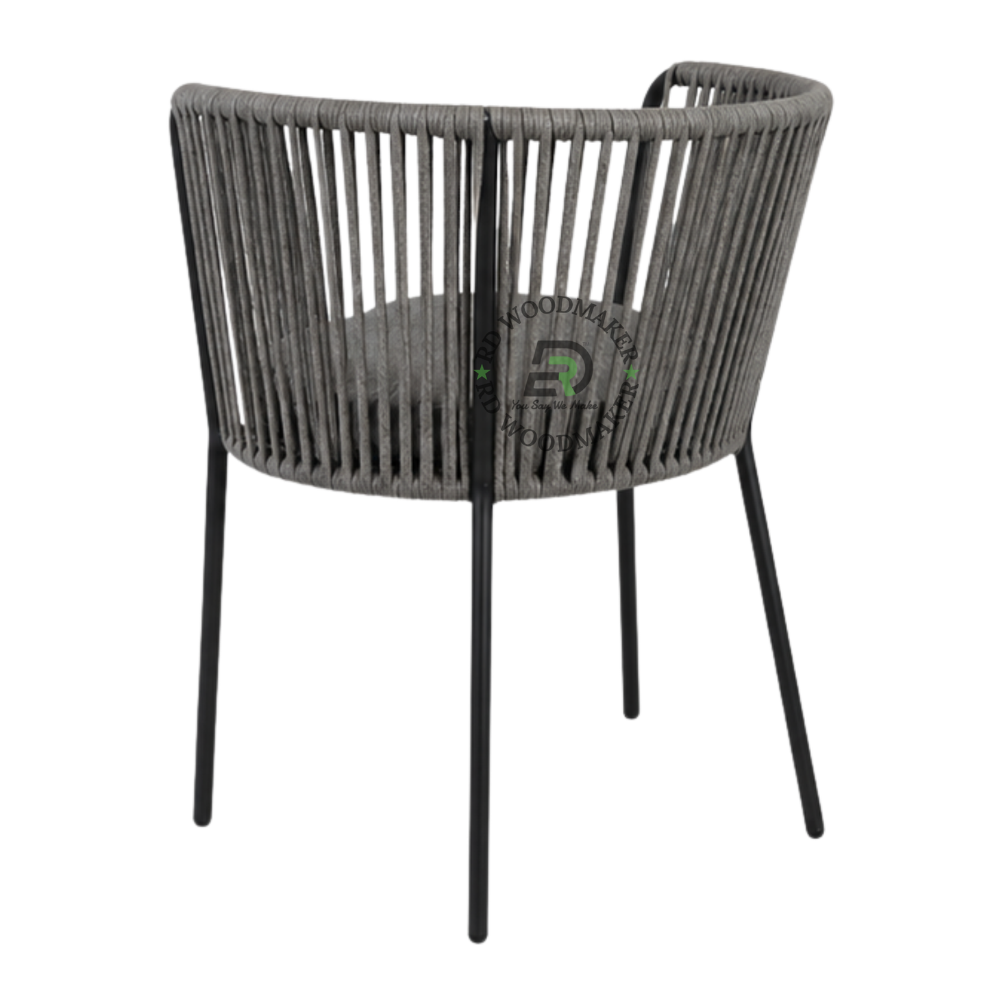 PREMIUM GREY ROPE WOVEN ARMCHAIR WITH ROUND CUSHIONED SEAT