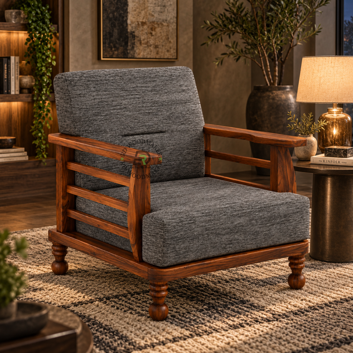 RIVAA CLASSIC SOLID WOOD SINGLE SOFA CHAIR
