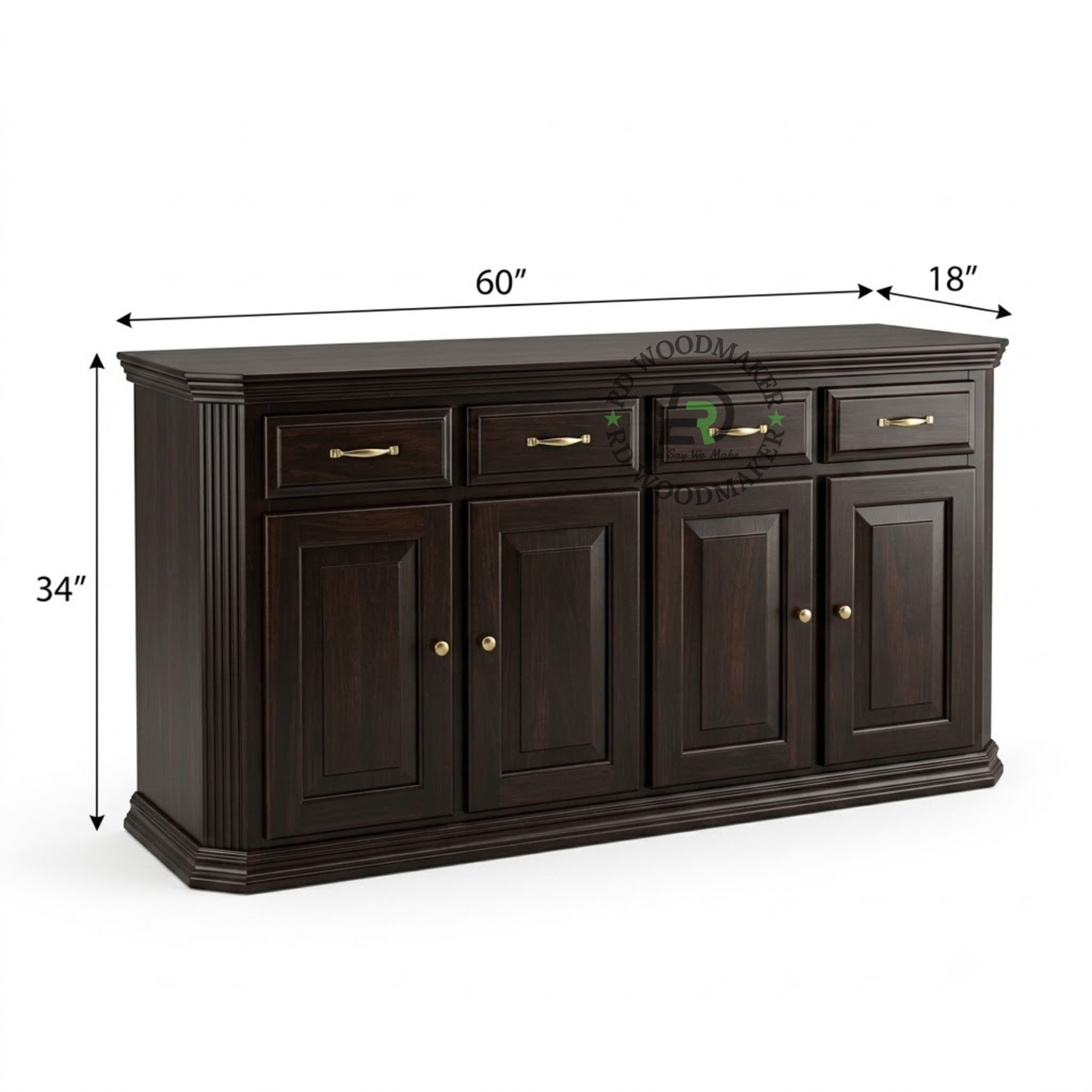 CLASSIC DARK BROWN WOODEN FOUR-DOOR SIDEBOARD