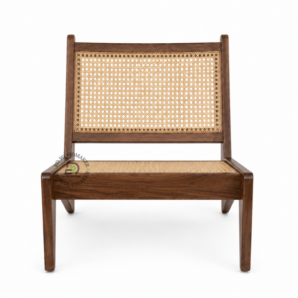 PREMIUM LOW HEIGHT SOLID WOOD & CANE LOUNGE CHAIR