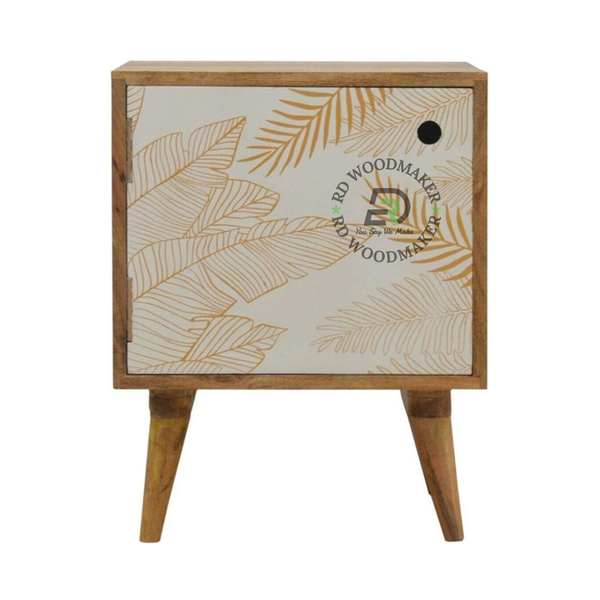 NORDIC PRINTED SOLID WOOD BEDSIDE TABLE