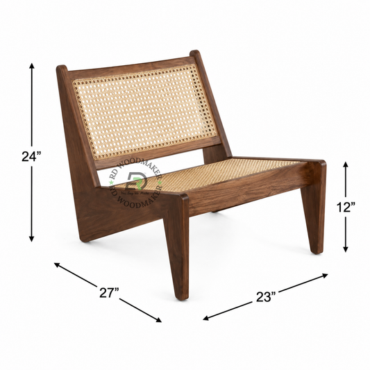 PREMIUM LOW HEIGHT SOLID WOOD & CANE LOUNGE CHAIR