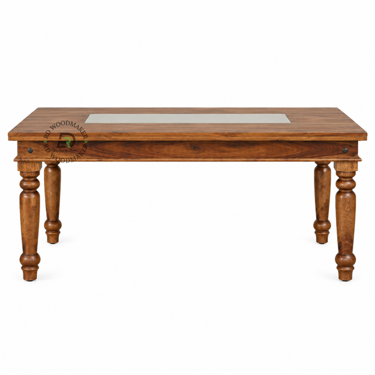 REGENT GLASS INLAY SOLID WOOD TABLE