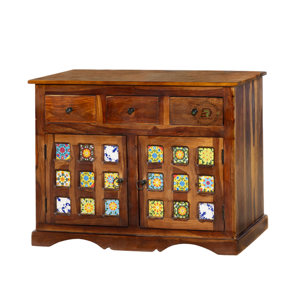 HERITAGE SOLID WOOD CERAMIC TILE SIDEBOARD