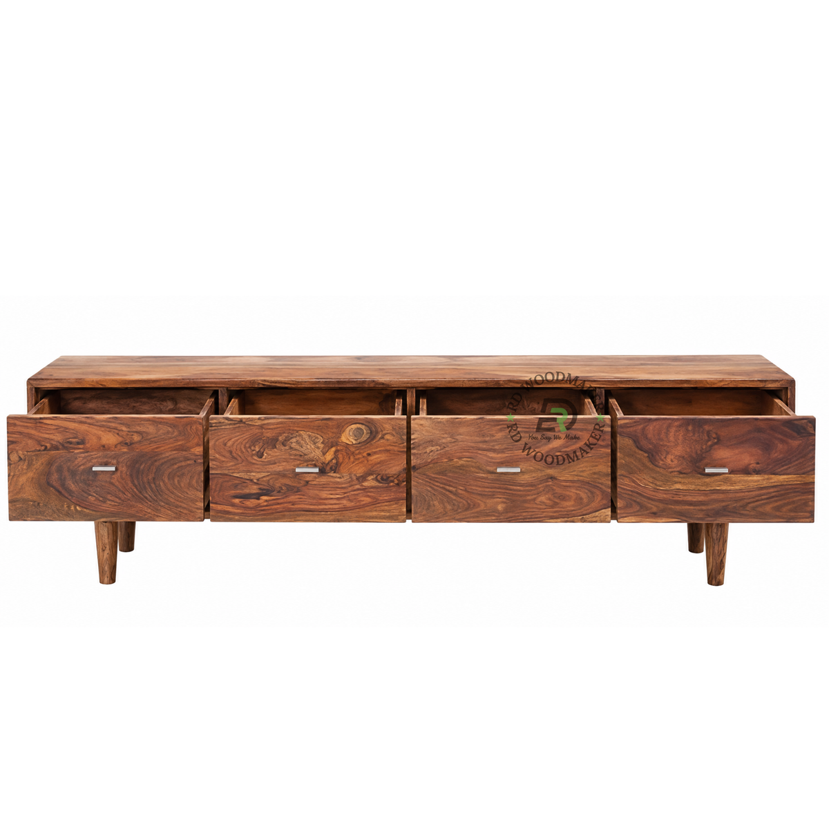 ELDON FOUR-COMPARTMENT SOLID WOOD TV CONSOLE