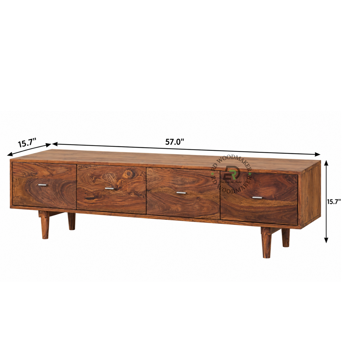 ELDON FOUR-COMPARTMENT SOLID WOOD TV CONSOLE